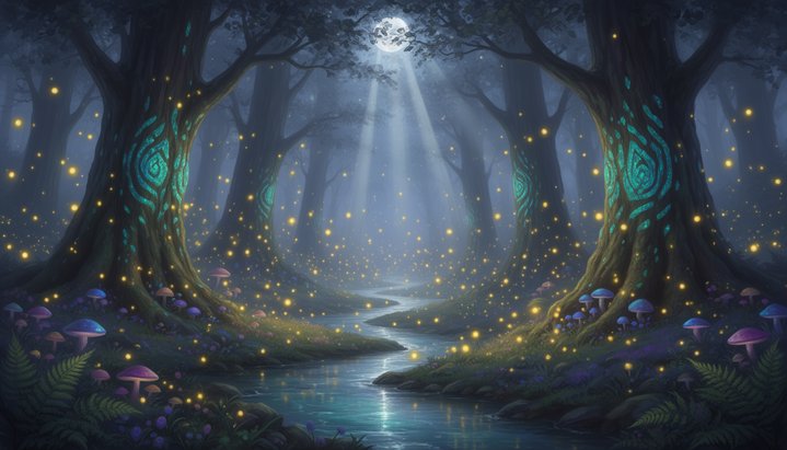 Enchanted Twilight Forest - Mystical Wall Art for Peace and Wonder