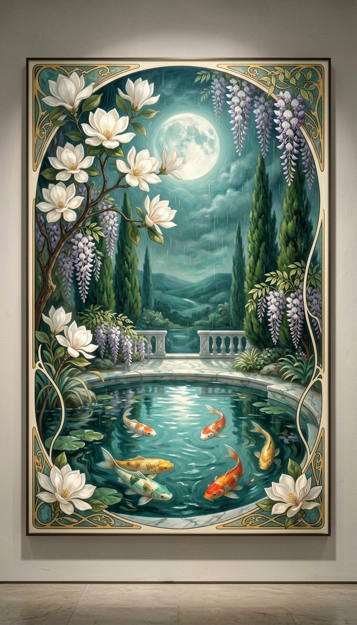 Moonlit Koi Terrace
